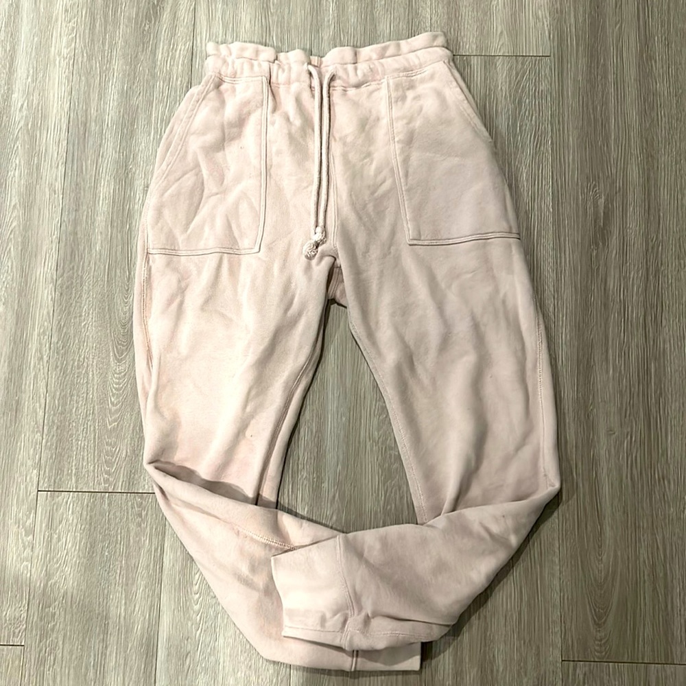 Abercrombie Light Pastel Pink Drawstring Paperbag Jogger Sweatpants